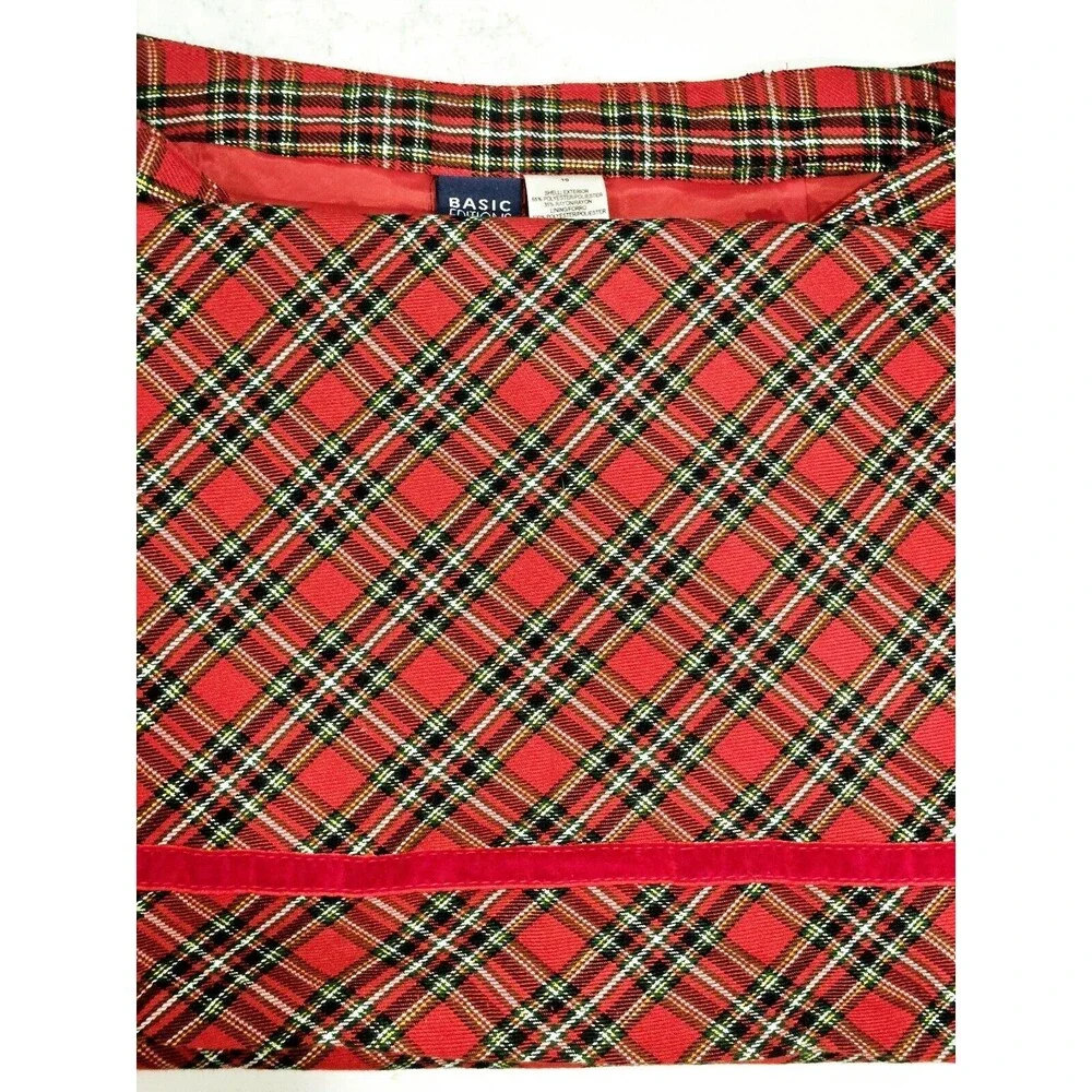 Vintage Red Plaid Midi Skirt - Basic Editions - Size 10 - Classic Holiday Look - Picture 2 of 10